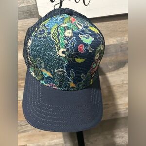 NWT Prana Navy Floral Trucker Hat